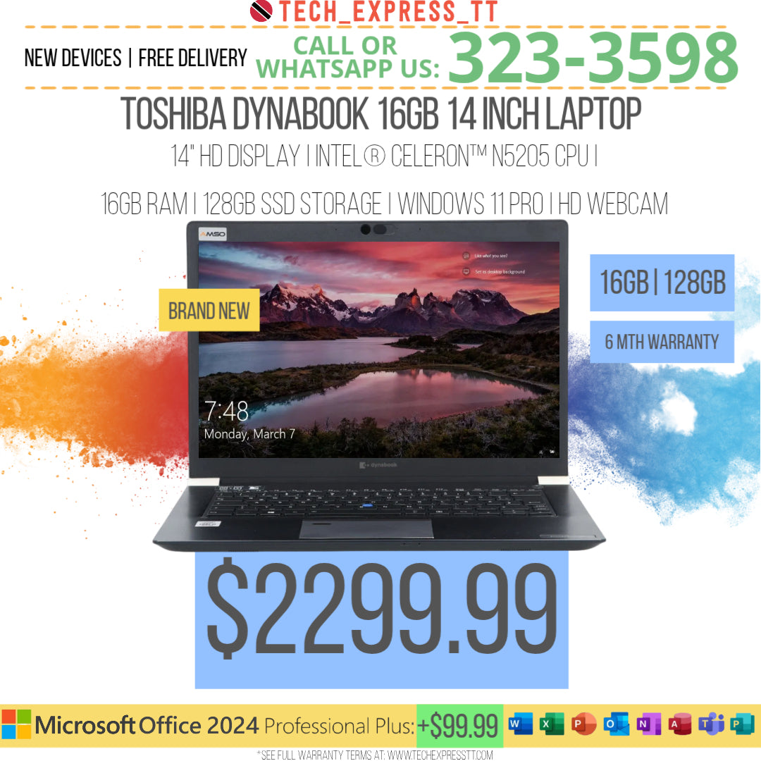 TOSHIBA® DYNABOOK™ 16GB 14 INCH LAPTOP